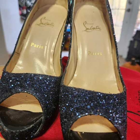 Christian Louboutin Black Glitter Pumps - Picture 6 of 9